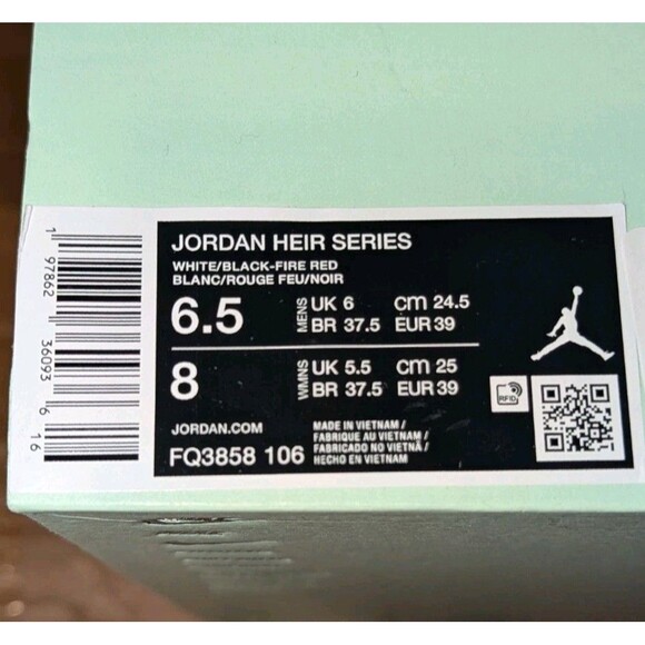 Nike Air Jordan Heir Basketball Shoes Sneakers Bloodline FQ3858 106 Size 8 NEW - Picture 12 of 12